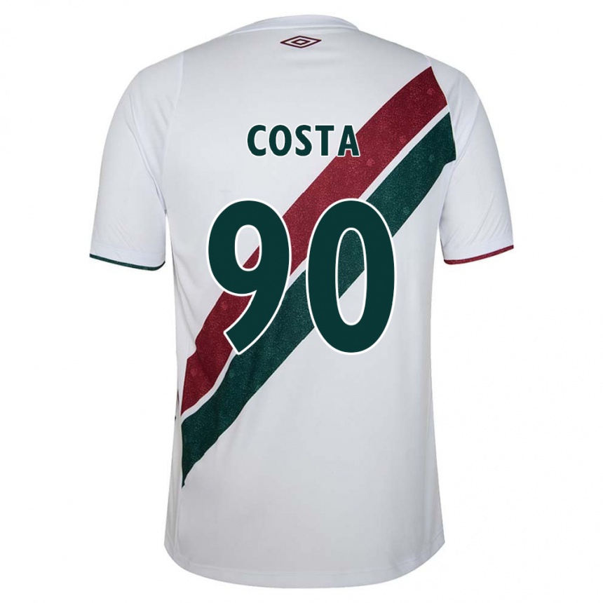 Kids Football Douglas Costa #90 White Green Maroon Away Jersey 2024/25 T-Shirt