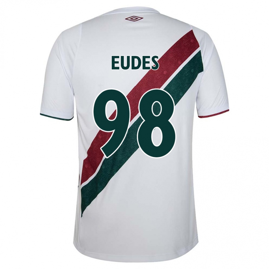 Kids Football Vitor Eudes #98 White Green Maroon Away Jersey 2024/25 T-Shirt