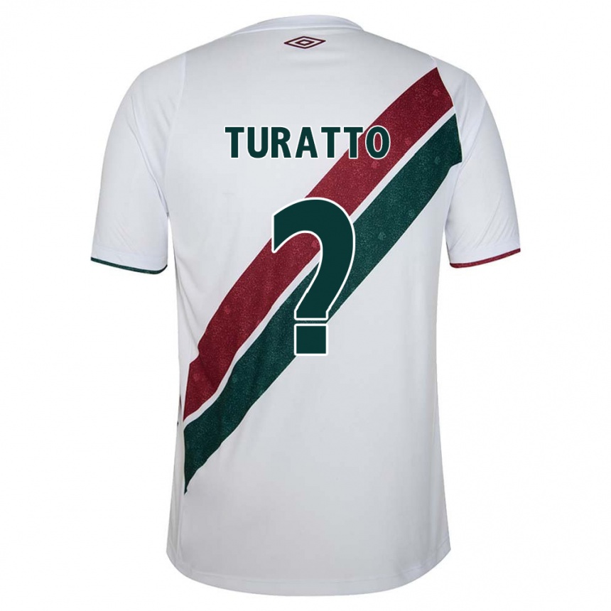 Kids Football Luiz Turatto #0 White Green Maroon Away Jersey 2024/25 T-Shirt