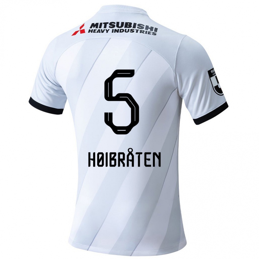 Kids Football Marius Høibråten #5 White Grey Away Jersey 2024/25 T-Shirt