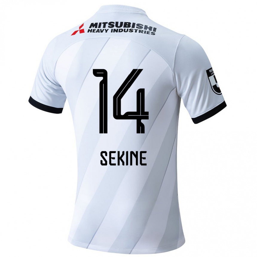 Kids Football Takahiro Sekine #14 White Grey Away Jersey 2024/25 T-Shirt