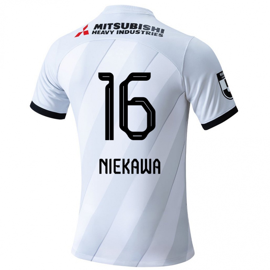 Kids Football Ayumi Niekawa #16 White Grey Away Jersey 2024/25 T-Shirt