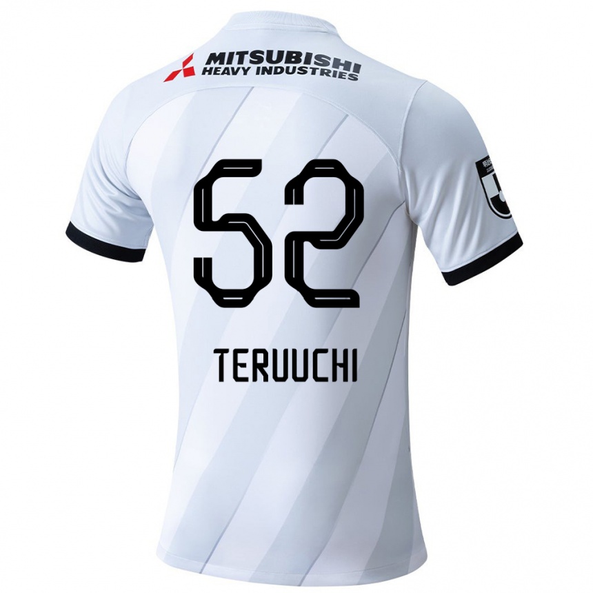 Kids Football Toshikazu Teruuchi #52 White Grey Away Jersey 2024/25 T-Shirt