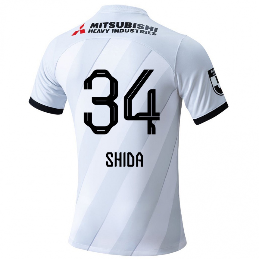 Kids Football Izuho Shida #34 White Grey Away Jersey 2024/25 T-Shirt