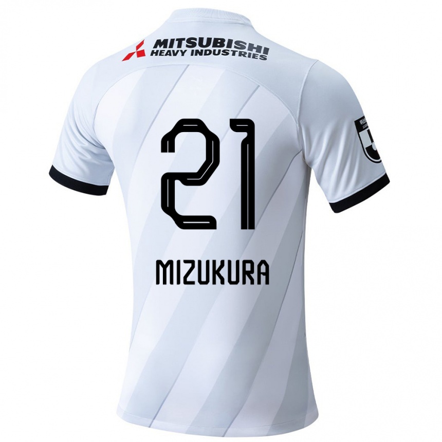 Kids Football Kei Mizukura #21 White Grey Away Jersey 2024/25 T-Shirt