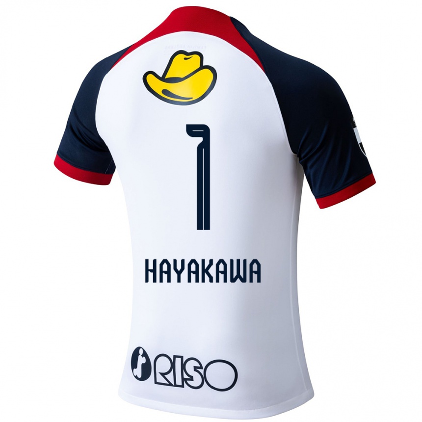 Kids Football Tomoki Hayakawa #1 White Blue Red Away Jersey 2024/25 T-Shirt