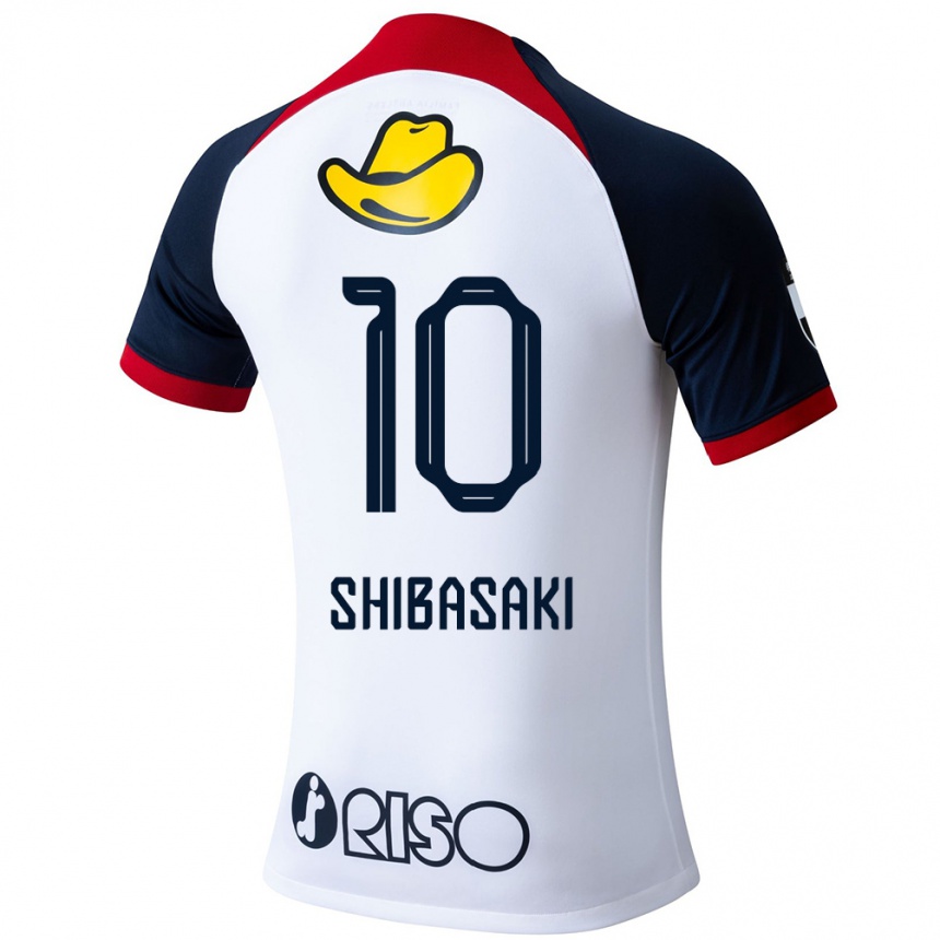 Kids Football Gaku Shibasaki #10 White Blue Red Away Jersey 2024/25 T-Shirt