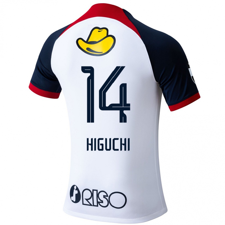 Kids Football Yuta Higuchi #14 White Blue Red Away Jersey 2024/25 T-Shirt