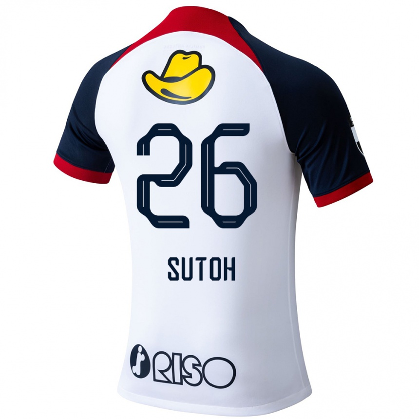 Kids Football Naoki Suto #26 White Blue Red Away Jersey 2024/25 T-Shirt