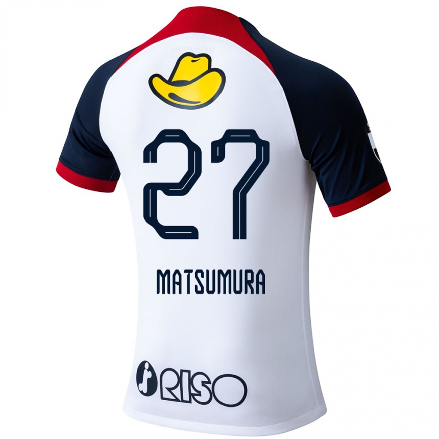 Kids Football Yuta Matsumura #27 White Blue Red Away Jersey 2024/25 T-Shirt