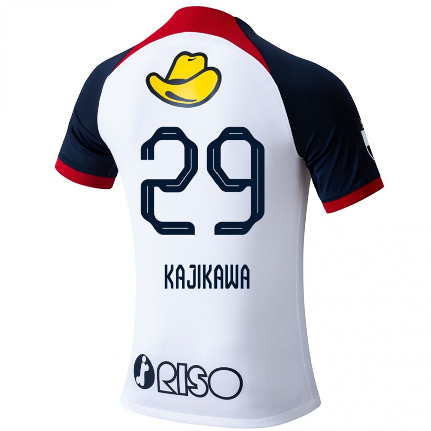 Kids Football Yuji Kajikawa #29 White Blue Red Away Jersey 2024/25 T-Shirt