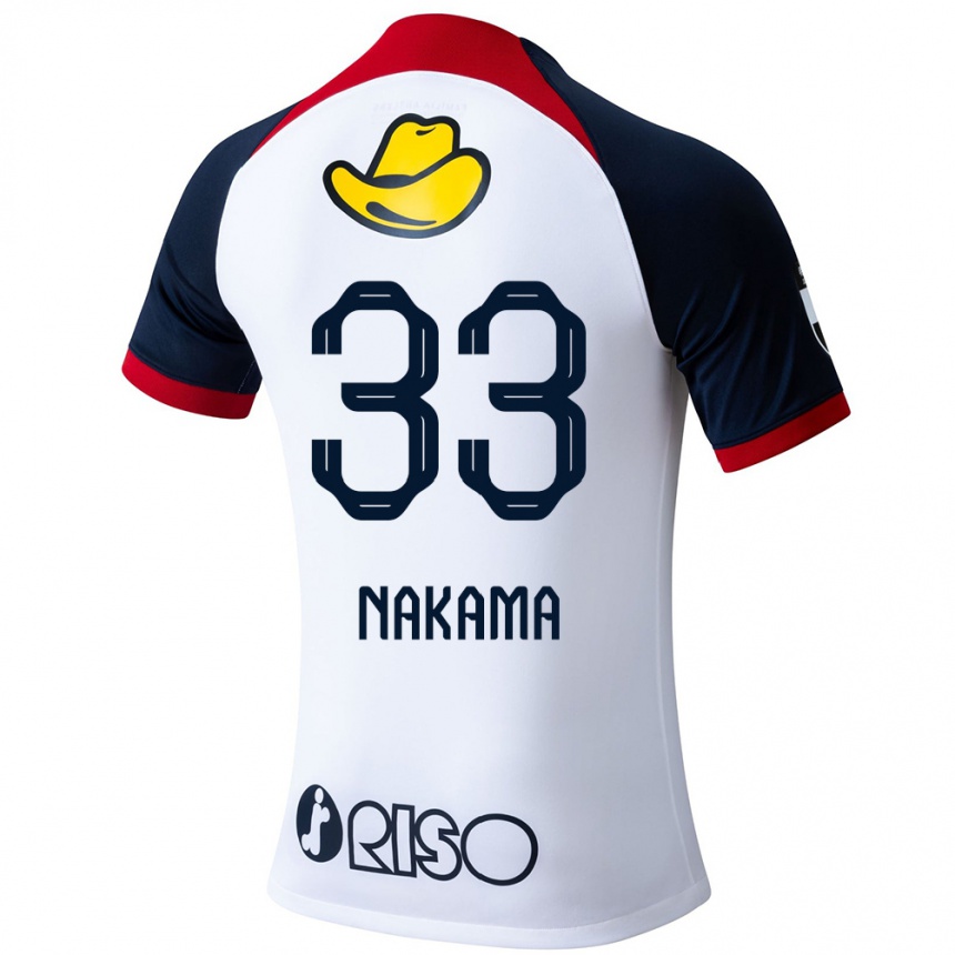 Kids Football Hayato Nakama #33 White Blue Red Away Jersey 2024/25 T-Shirt