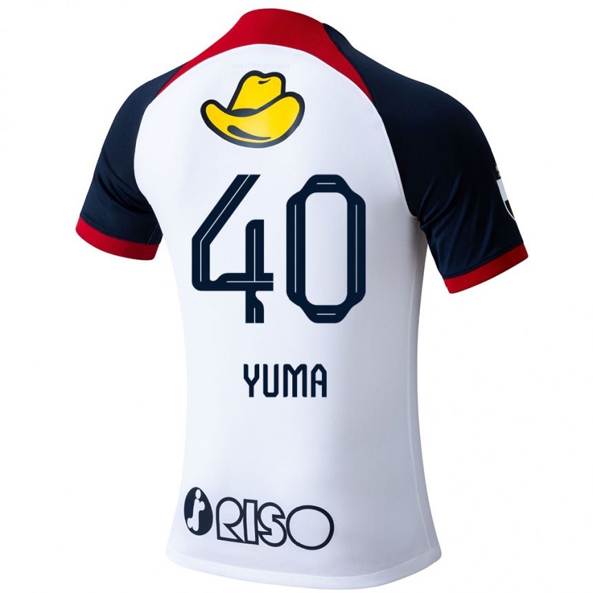 Kids Football Yuma Suzuki #40 White Blue Red Away Jersey 2024/25 T-Shirt