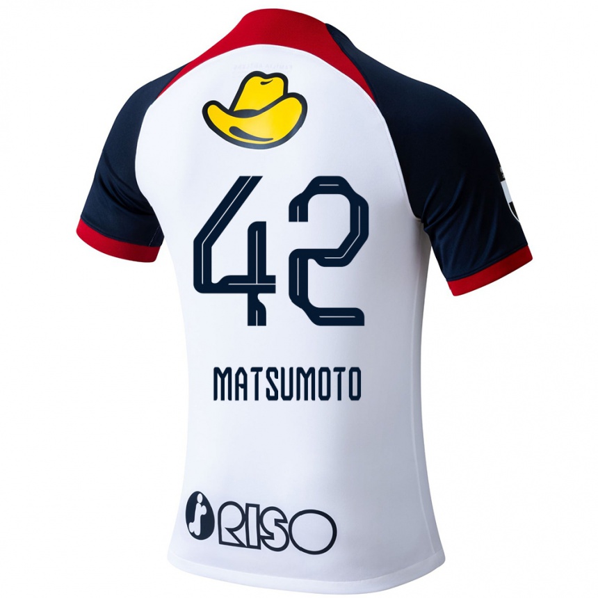 Kids Football Haruto Matsumoto #42 White Blue Red Away Jersey 2024/25 T-Shirt