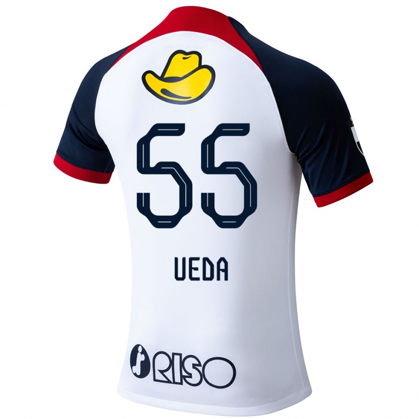 Kids Football Naomichi Ueda #55 White Blue Red Away Jersey 2024/25 T-Shirt