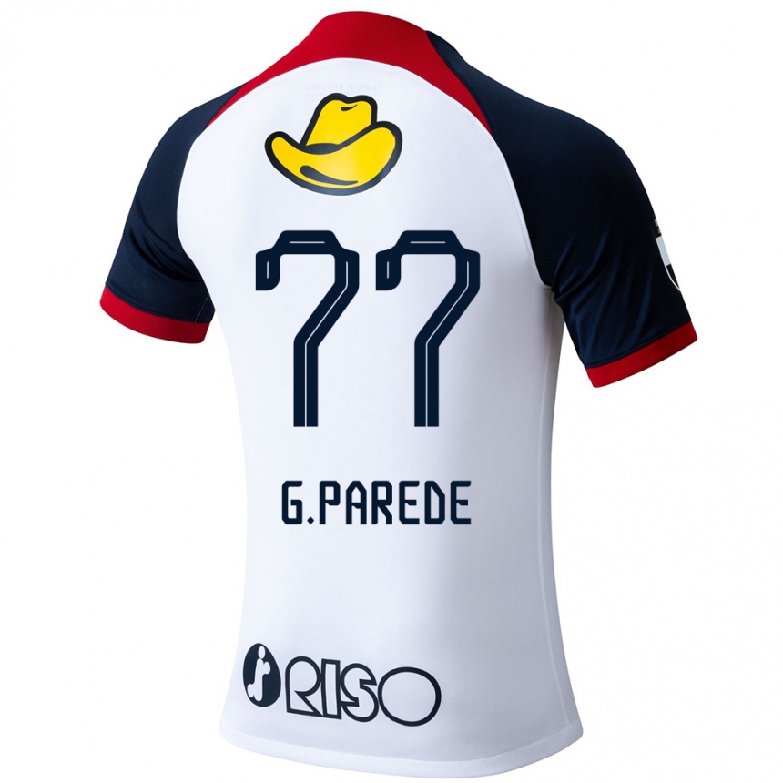 Kids Football Guilherme Parede #77 White Blue Red Away Jersey 2024/25 T-Shirt