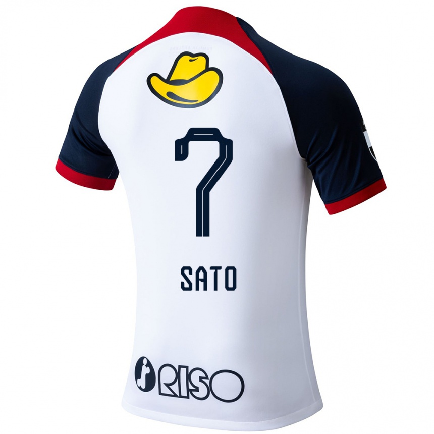 Kids Football Mihiro Sato #7 White Blue Red Away Jersey 2024/25 T-Shirt