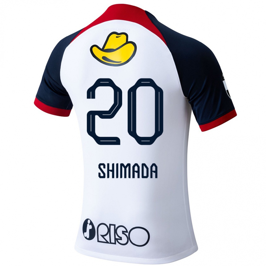 Kids Football Victor Shimada #20 White Blue Red Away Jersey 2024/25 T-Shirt