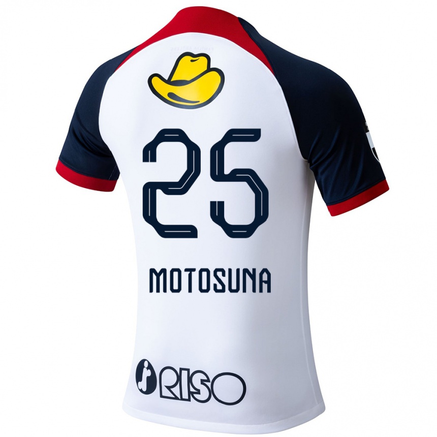 Kids Football Anthony Motosuna #25 White Blue Red Away Jersey 2024/25 T-Shirt