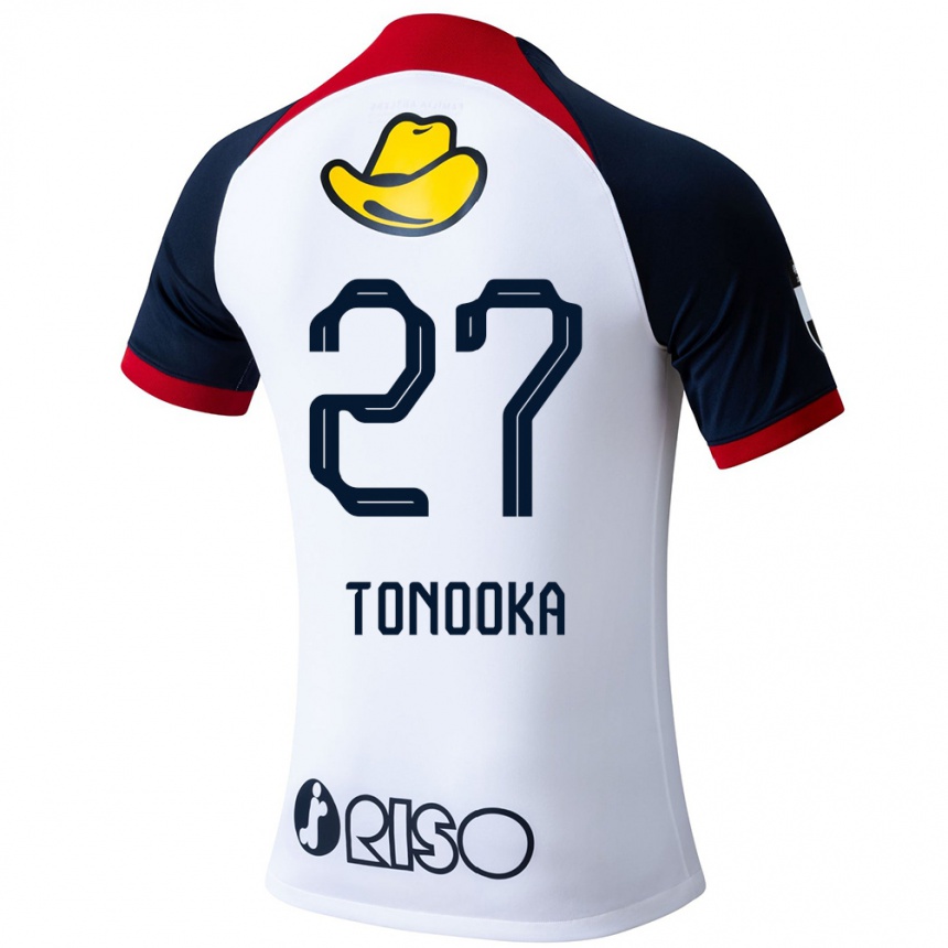 Kids Football Ryota Tonooka #27 White Blue Red Away Jersey 2024/25 T-Shirt