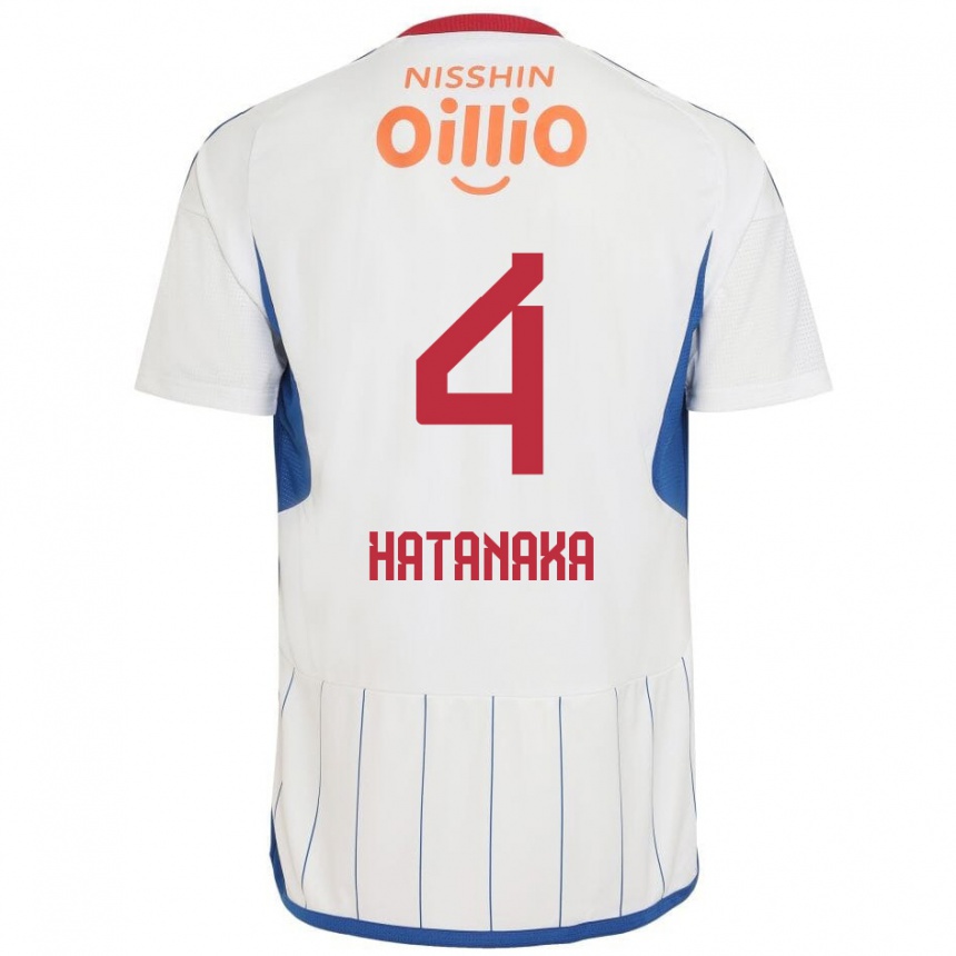 Kids Football Shinnosuke Hatanaka #4 White Blue Red Away Jersey 2024/25 T-Shirt