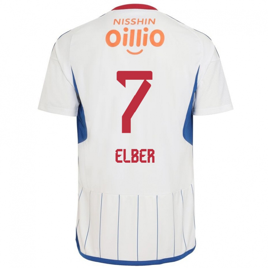 Kids Football Élber #7 White Blue Red Away Jersey 2024/25 T-Shirt