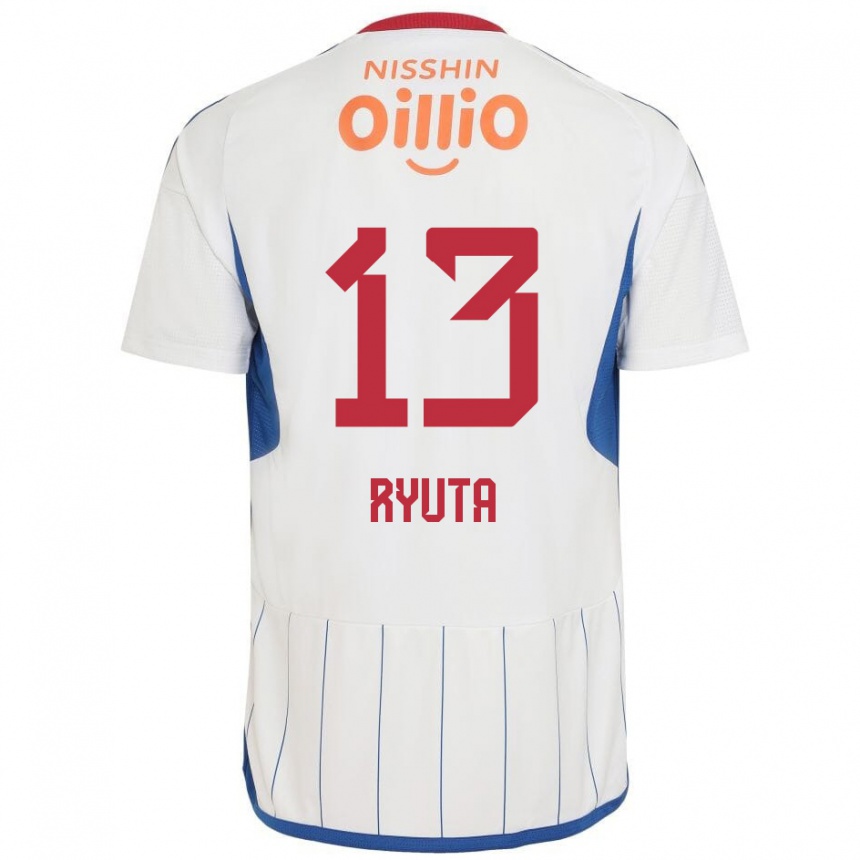 Kids Football Ryuta Koike #13 White Blue Red Away Jersey 2024/25 T-Shirt