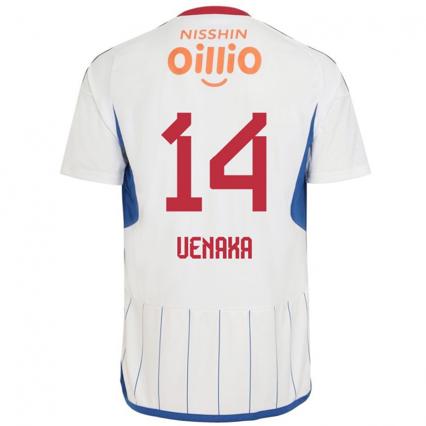 Kids Football Asahi Uenaka #14 White Blue Red Away Jersey 2024/25 T-Shirt