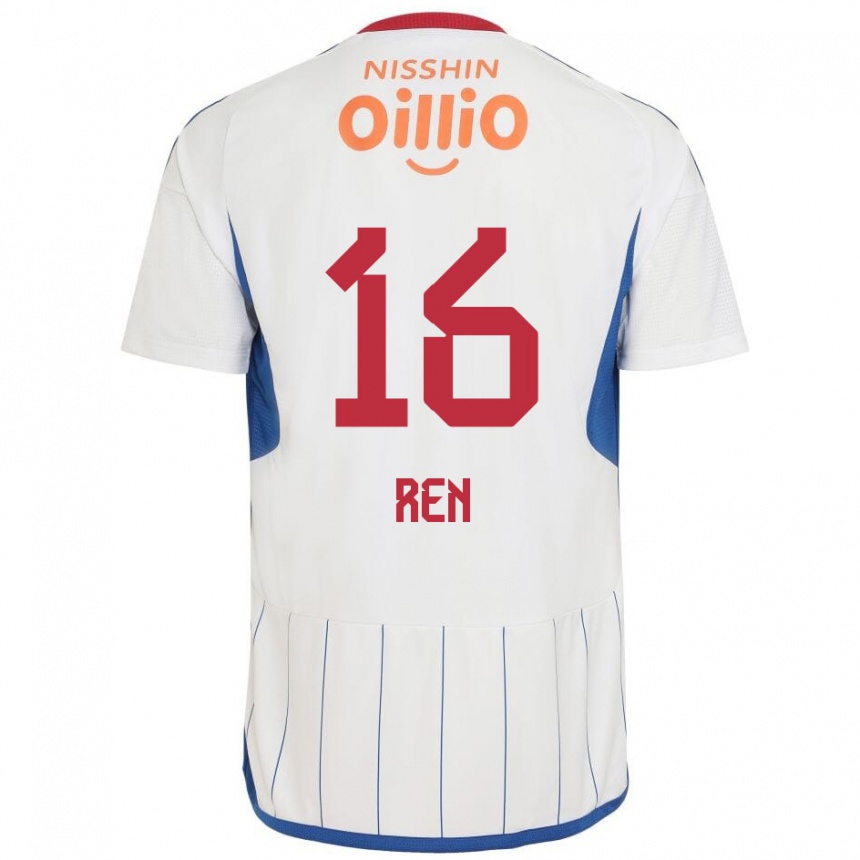 Kids Football Ren Kato #16 White Blue Red Away Jersey 2024/25 T-Shirt