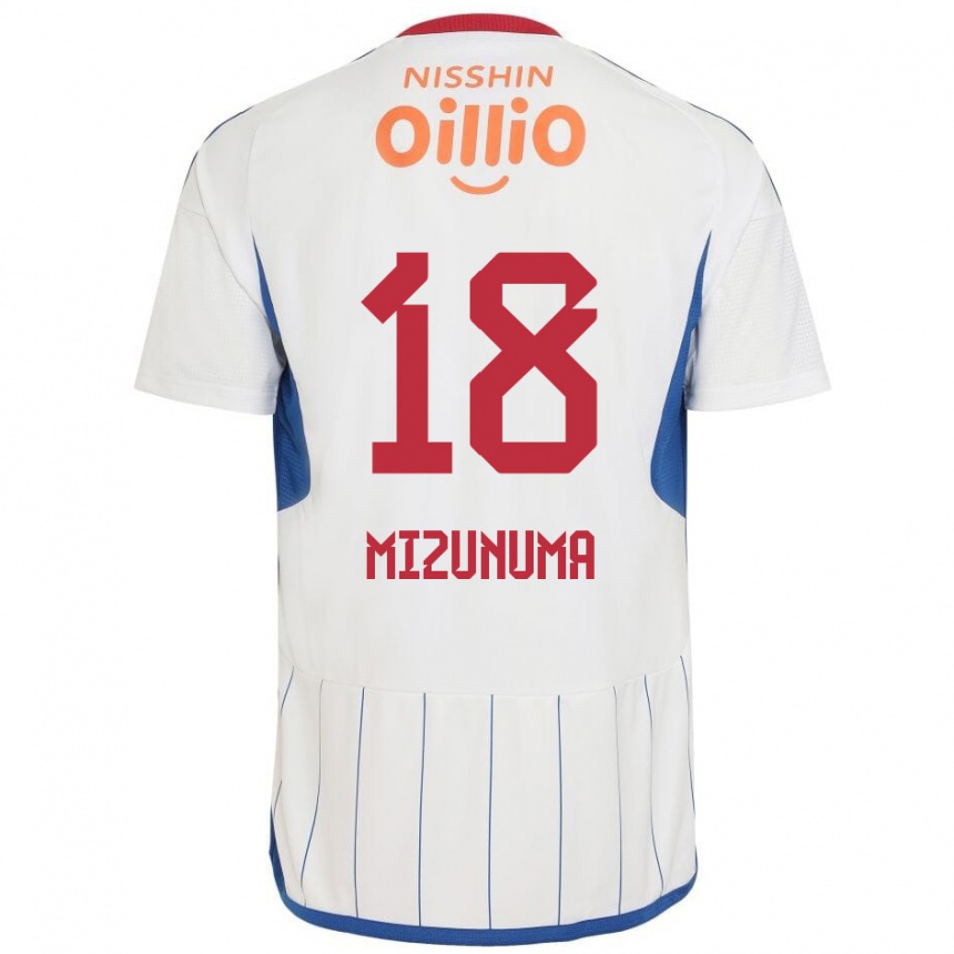 Kids Football Kota Mizunuma #18 White Blue Red Away Jersey 2024/25 T-Shirt