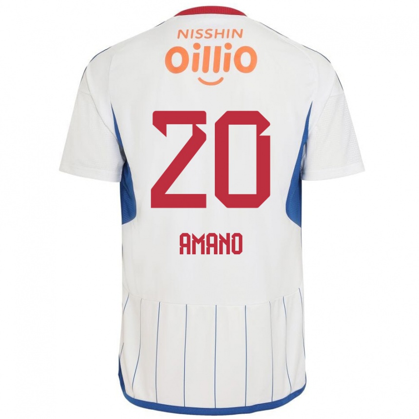 Kids Football Jun Amano #20 White Blue Red Away Jersey 2024/25 T-Shirt