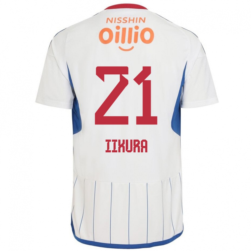 Kids Football Hiroki Iikura #21 White Blue Red Away Jersey 2024/25 T-Shirt