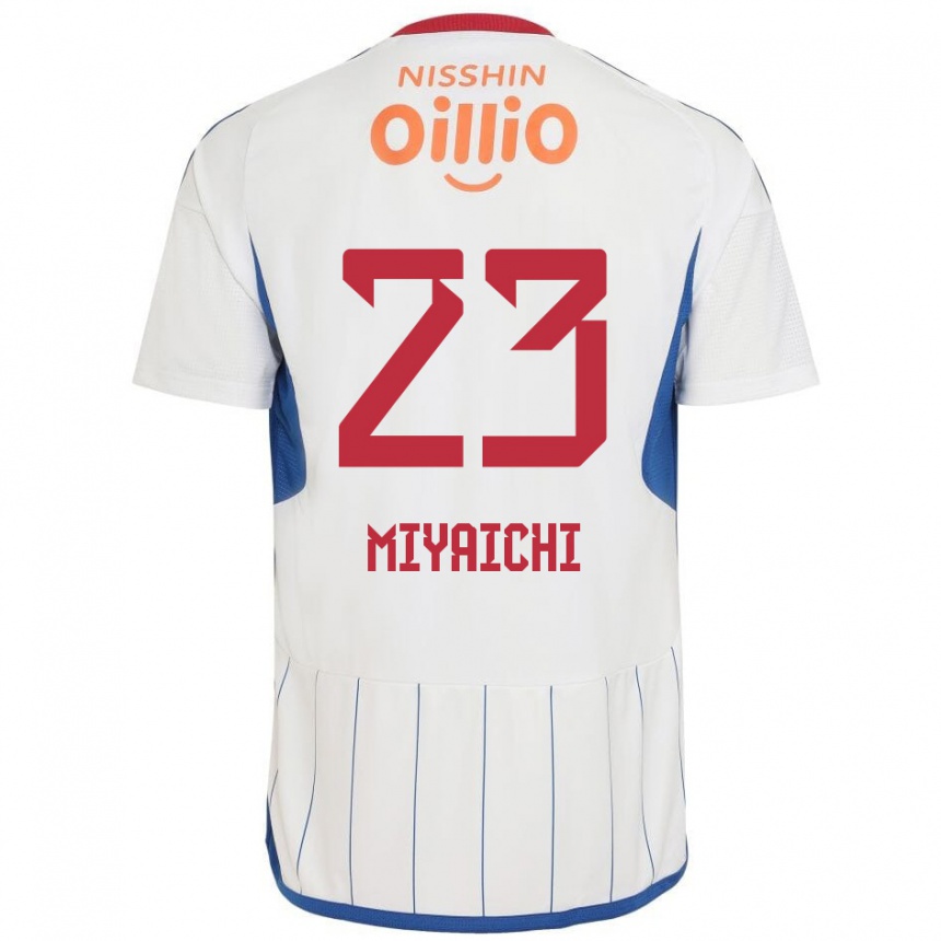 Kids Football Ryo Miyaichi #23 White Blue Red Away Jersey 2024/25 T-Shirt