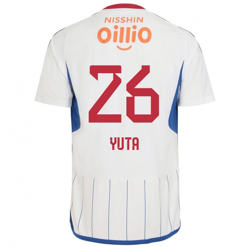 Kids Football Yuta Koike #26 White Blue Red Away Jersey 2024/25 T-Shirt