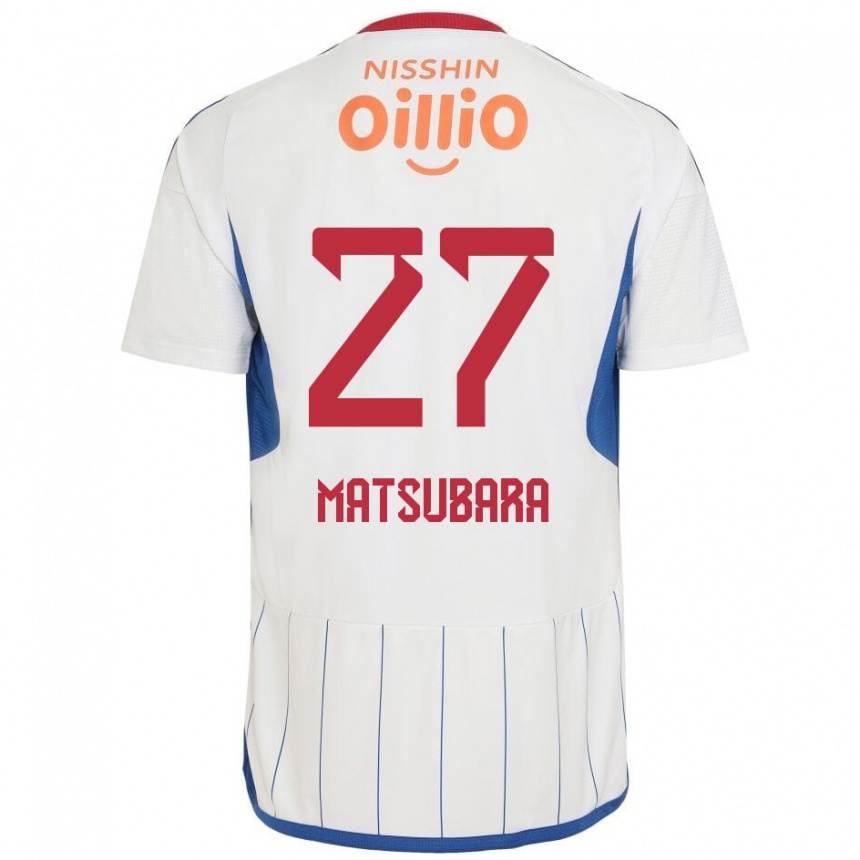 Kids Football Ken Matsubara #27 White Blue Red Away Jersey 2024/25 T-Shirt