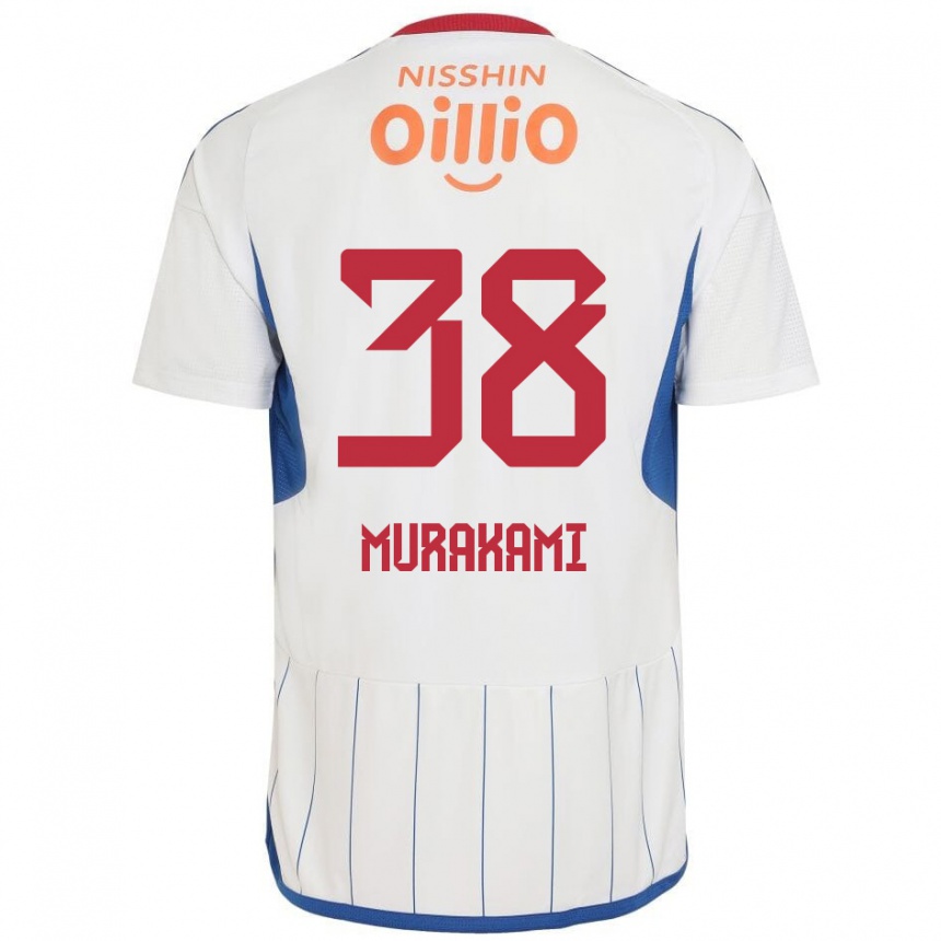 Kids Football Yuhi Murakami #38 White Blue Red Away Jersey 2024/25 T-Shirt