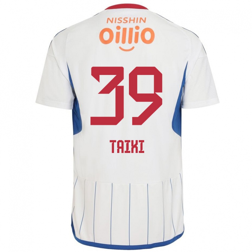 Kids Football Taiki Watanabe #39 White Blue Red Away Jersey 2024/25 T-Shirt