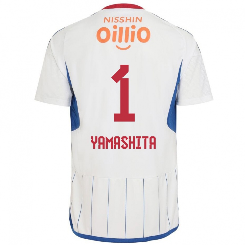 Kids Football Shoma Yamashita #1 White Blue Red Away Jersey 2024/25 T-Shirt