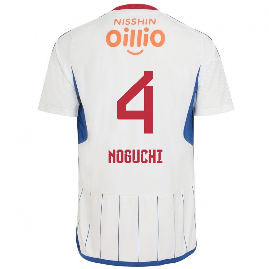 Kids Football Reno Noguchi #4 White Blue Red Away Jersey 2024/25 T-Shirt