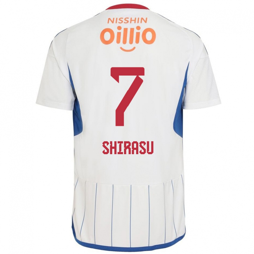 Kids Football Kento Shirasu #7 White Blue Red Away Jersey 2024/25 T-Shirt