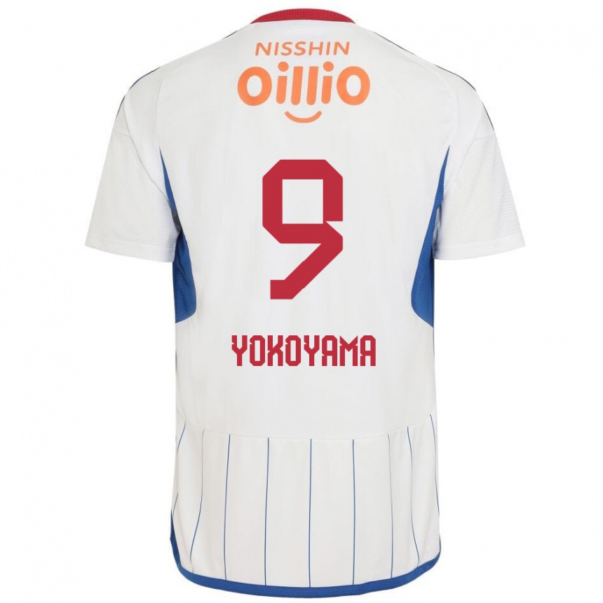 Kids Football Shunsuke Yokoyama #9 White Blue Red Away Jersey 2024/25 T-Shirt