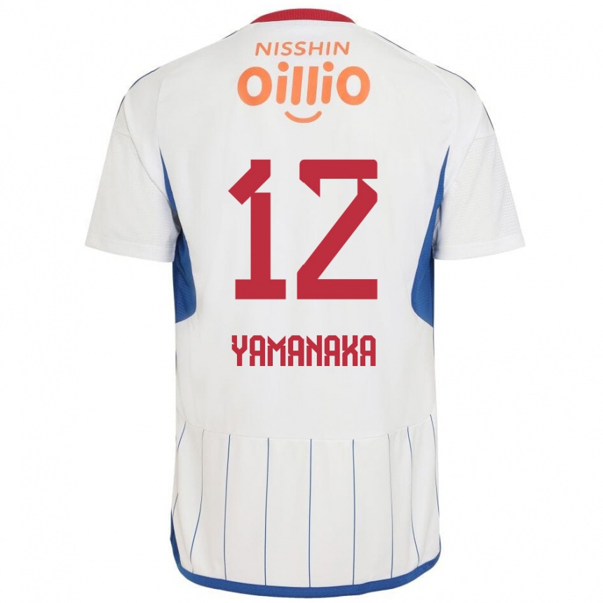 Kids Football Yuki Yamanaka #12 White Blue Red Away Jersey 2024/25 T-Shirt