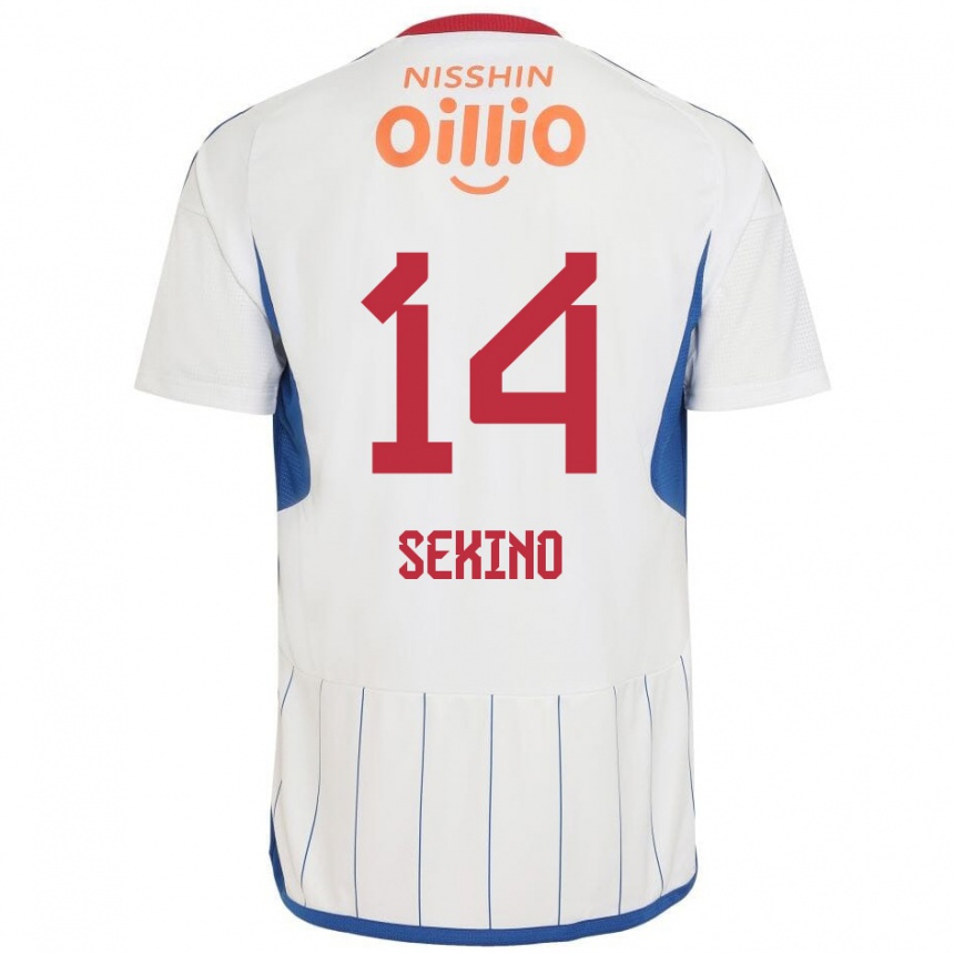 Kids Football Aiki Sekino #14 White Blue Red Away Jersey 2024/25 T-Shirt