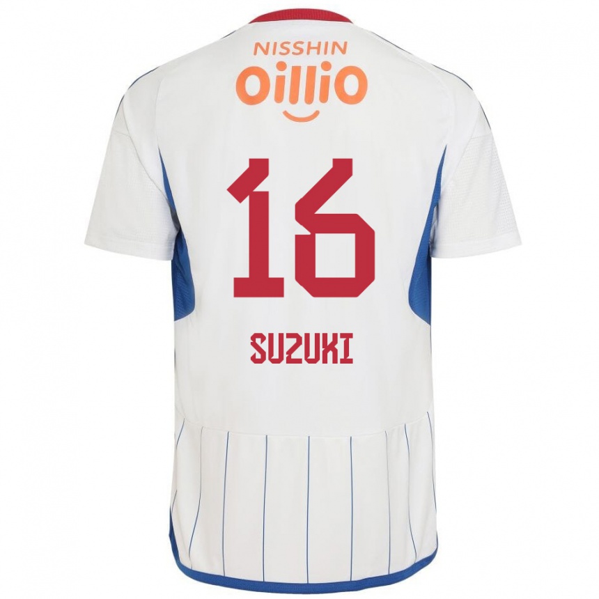 Kids Football Kai Suzuki #16 White Blue Red Away Jersey 2024/25 T-Shirt