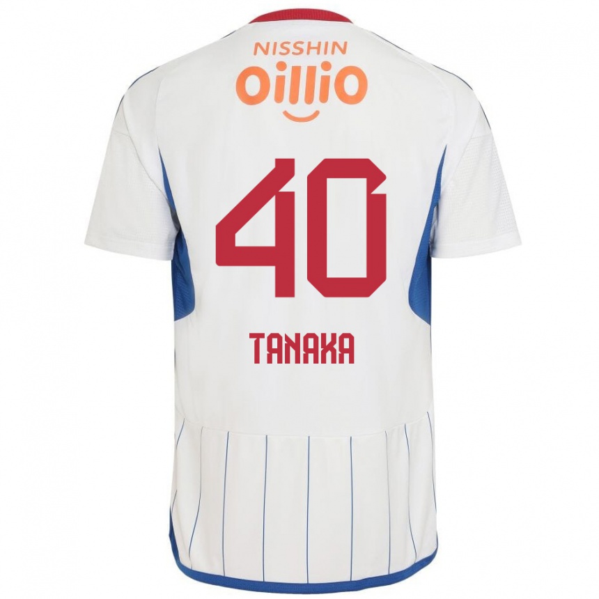 Kids Football Hiei Tanaka #40 White Blue Red Away Jersey 2024/25 T-Shirt