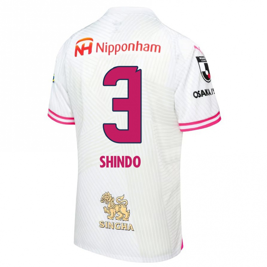 Kids Football Ryosuke Shindo #3 White Pink Away Jersey 2024/25 T-Shirt