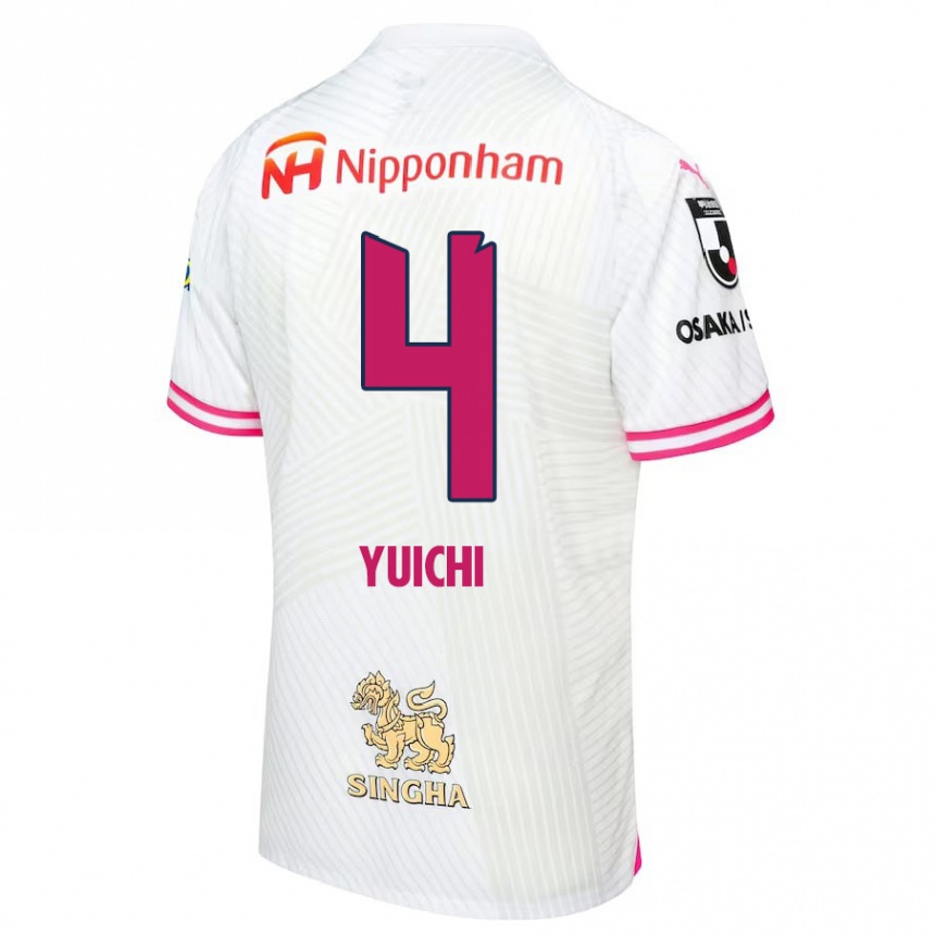 Kids Football Yuichi Hirano #4 White Pink Away Jersey 2024/25 T-Shirt