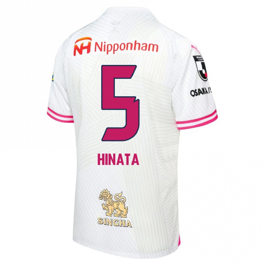 Kids Football Hinata Kida #5 White Pink Away Jersey 2024/25 T-Shirt