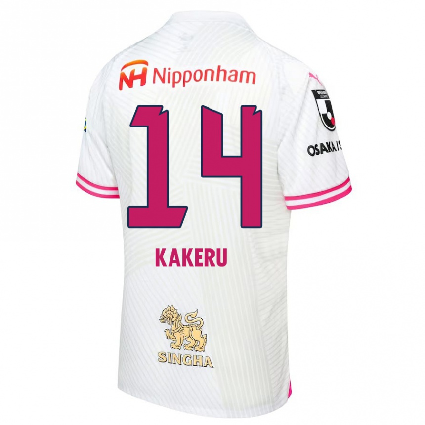 Kids Football Kakeru Funaki #14 White Pink Away Jersey 2024/25 T-Shirt