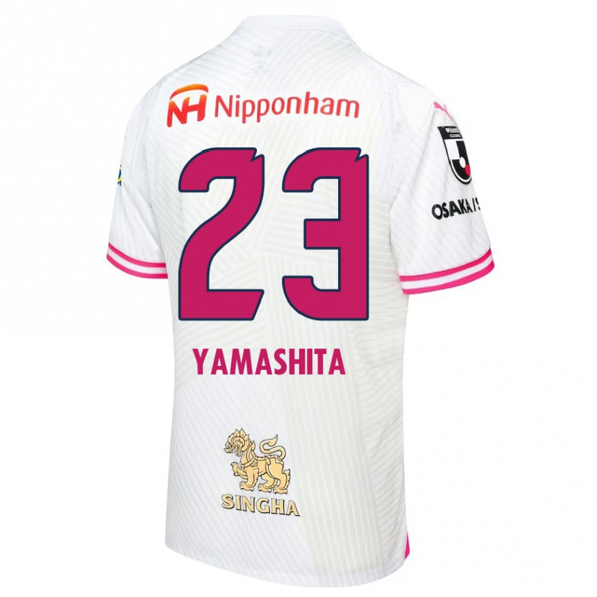 Kids Football Tatsuya Yamashita #23 White Pink Away Jersey 2024/25 T-Shirt